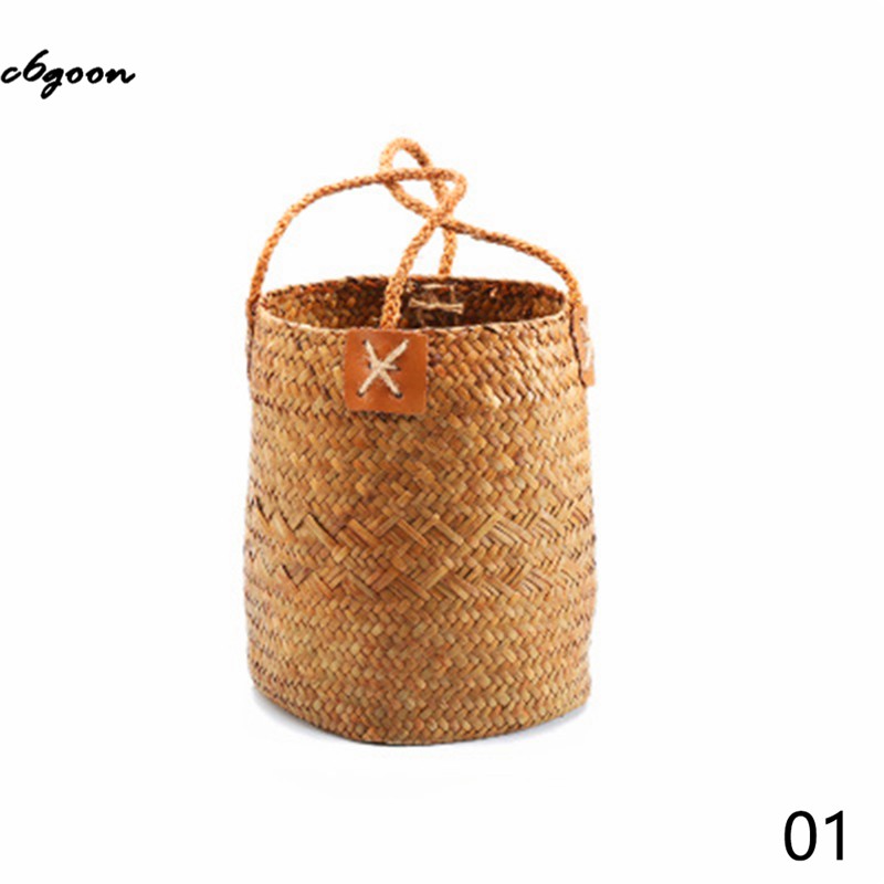 Seagrass Rattan Woven Storage Basket With Handle 3