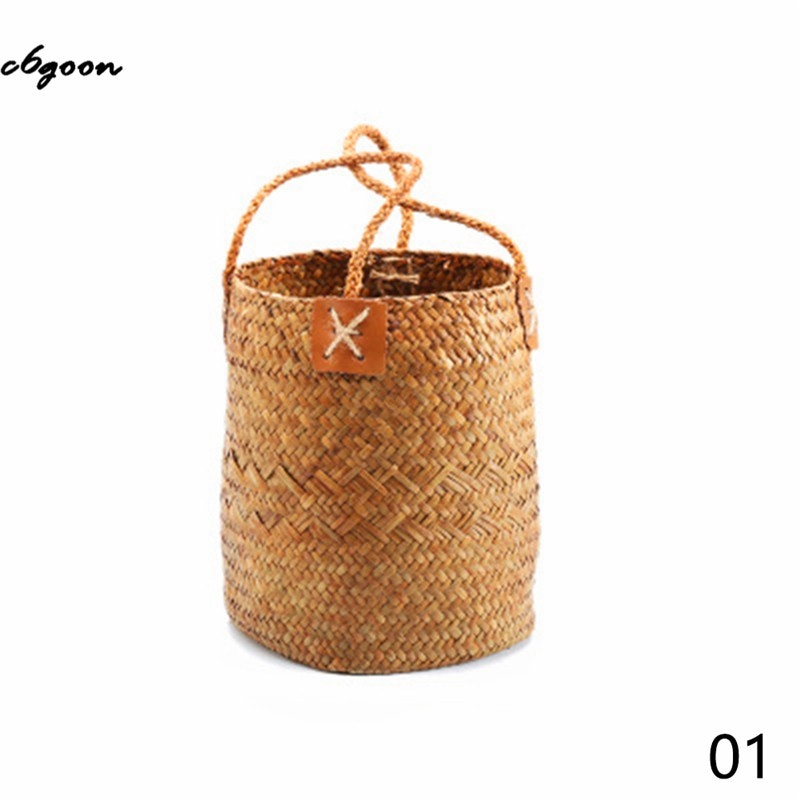 Seagrass Rattan Woven Storage Basket With Handle 3