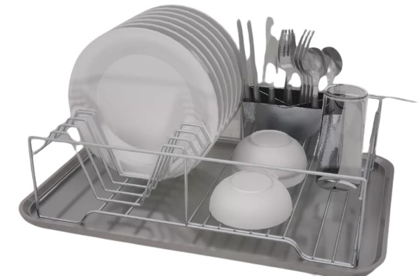 Stainless Steel Counter Top Dish and Utensil Organizer/Drain Rack 	  3