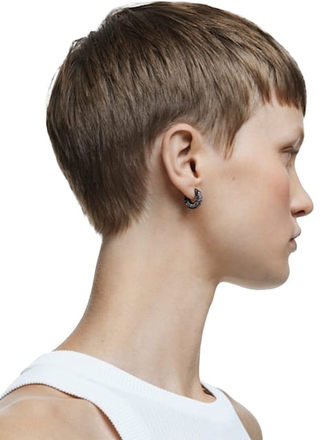Dextera Hoop Earrings, Pavé, Black, Ruthenium Plated 2