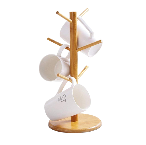 Bamboo Mug Tree Rack 2