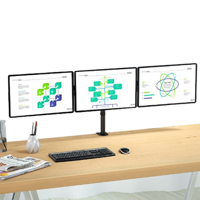 Adjustable Triple Monitor Computer Desktop Stand 2