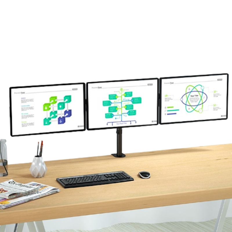 Adjustable Triple Monitor Computer Desktop Stand 2
