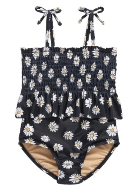 Smocked Peplum Printed Swimsuit for Toddler Girls 1