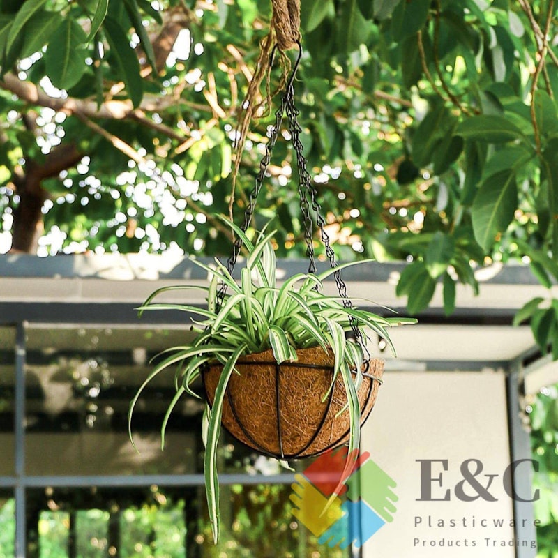 Metal Wall Hanging Pot With Natural Coconut Coir Liner 3