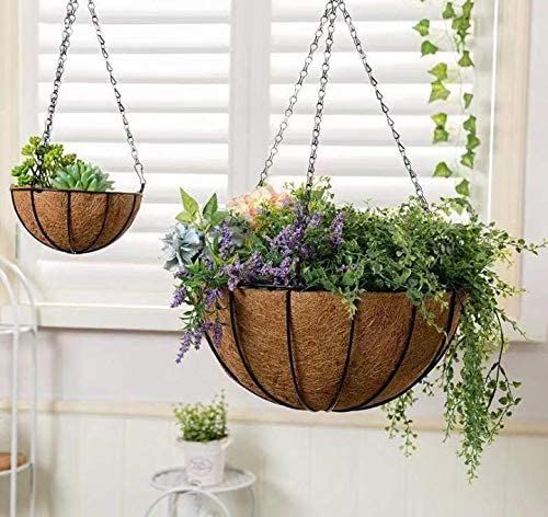 Metal Wall Hanging Pot With Natural Coconut Coir Liner 2
