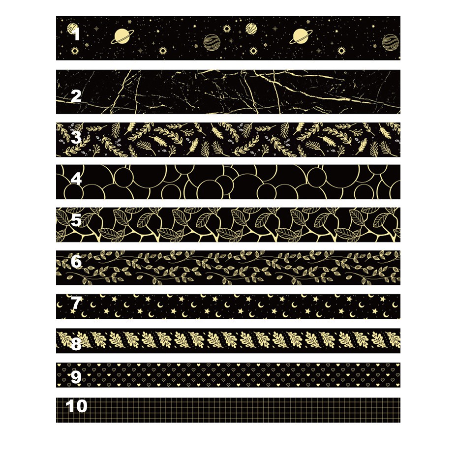 Foiled Black Washi Tapes 2