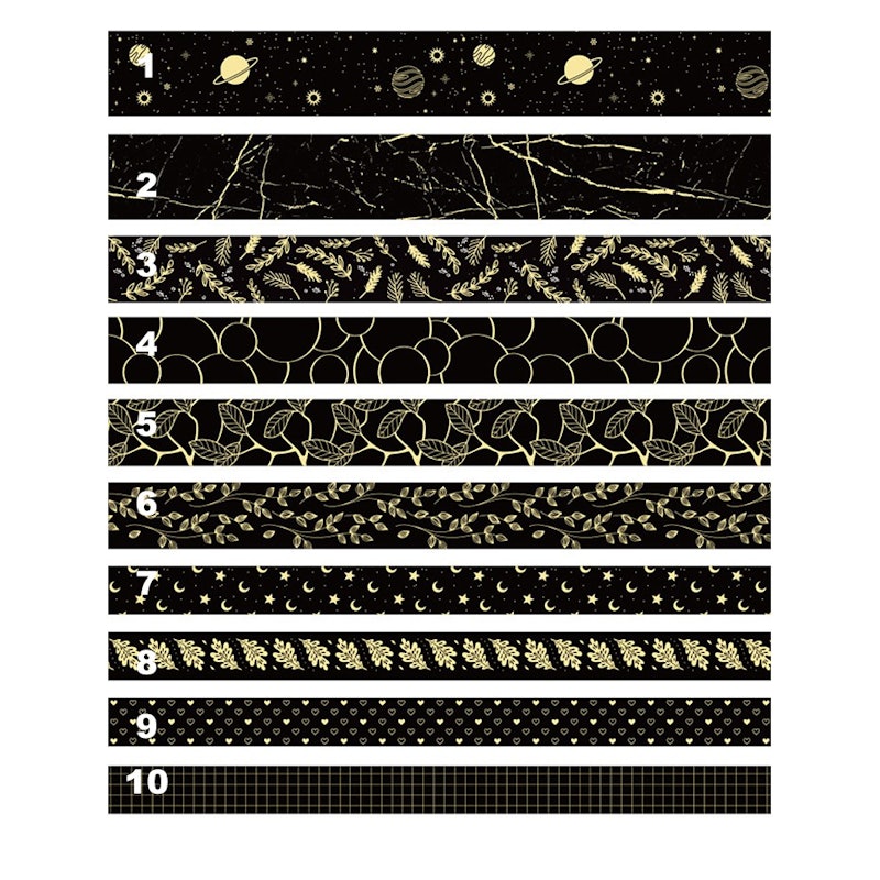 Foiled Black Washi Tapes 2