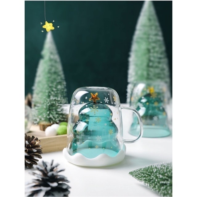 Christmas Tree Double-Walled Glass Mug 3