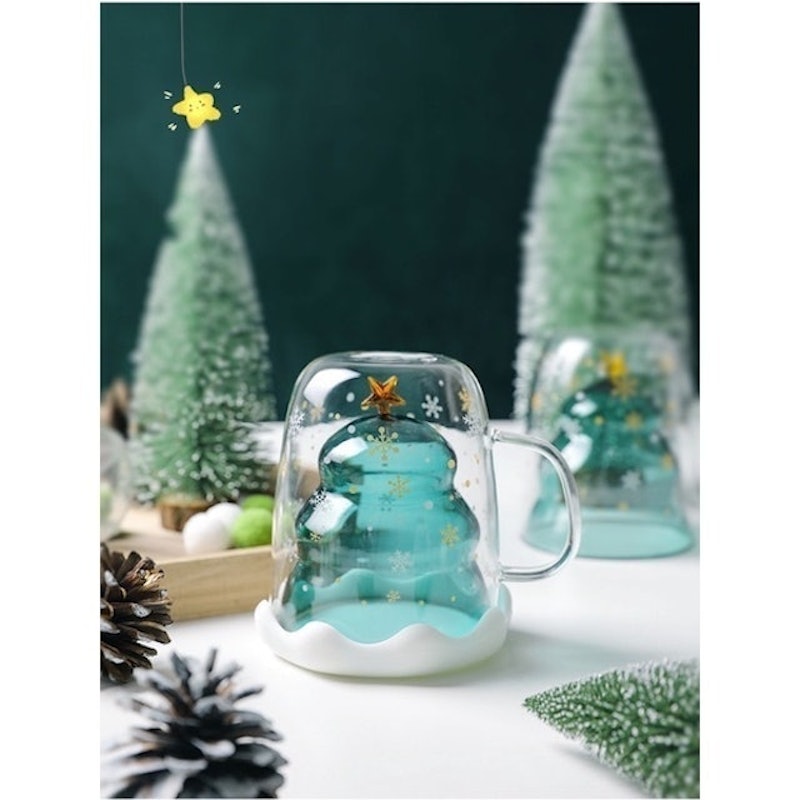 Christmas Tree Double-Walled Glass Mug 3
