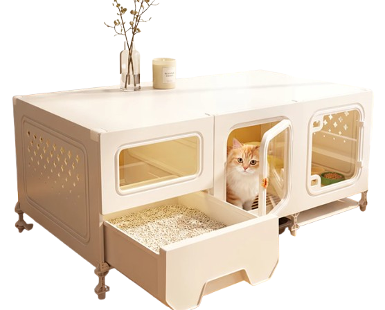 Indoor Cat House Cage With Litter Box 1