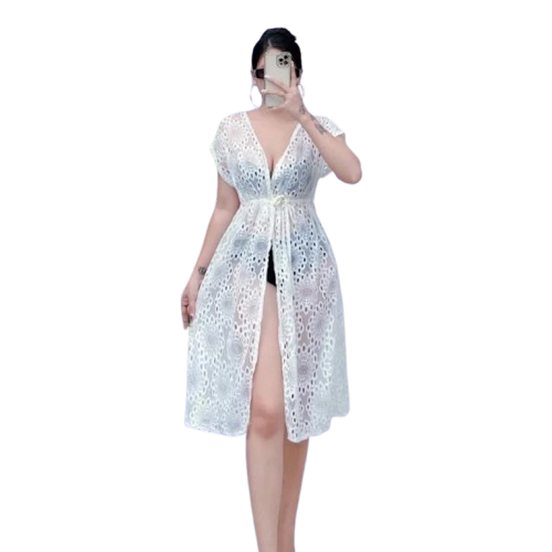 Lace Beach Cover Up With Front Tie 1