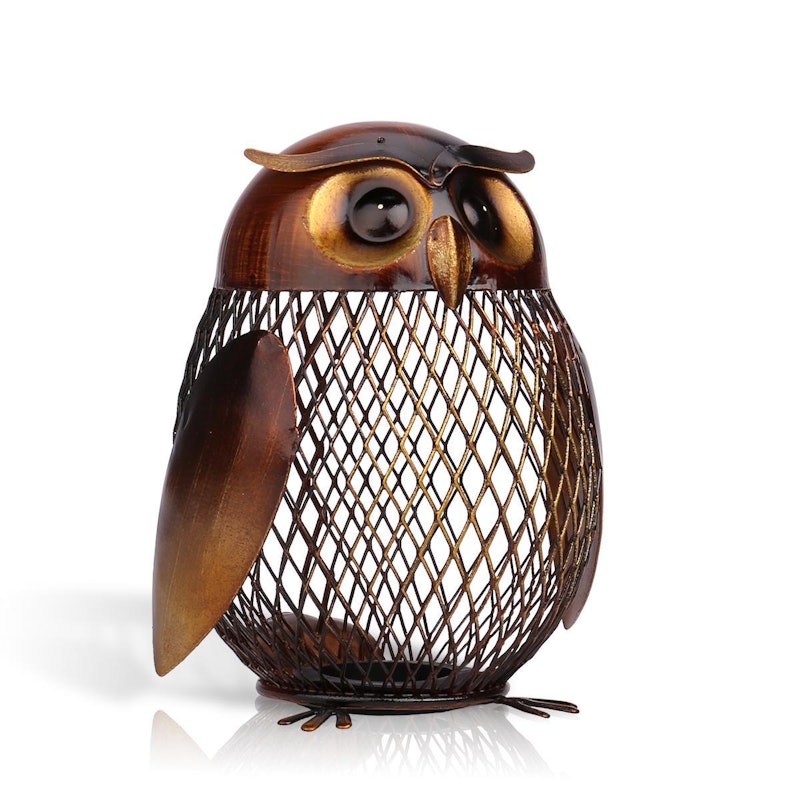 Owl-Shaped Metal Coin Box 1