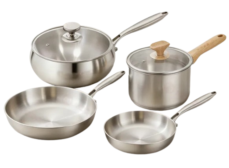 Complete 7-Piece Stainless Steel Cookware Set With Lids 1