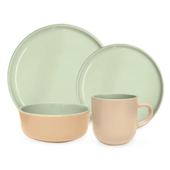 Glossy 8 Piece Two-Toned Dinner Set