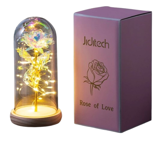 Eternal Rose Flower Light With Wooden Base 1