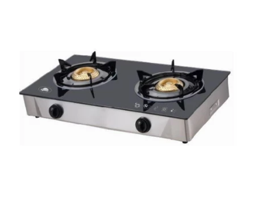 Glass Top Double Burner Stainless Steel Gas Stove  1
