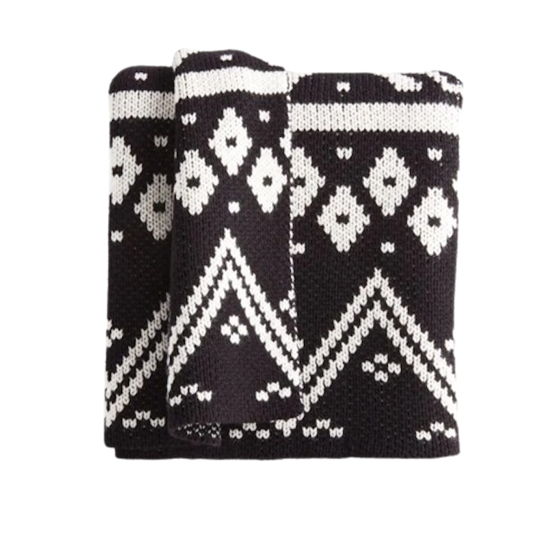 Holiday Knit Black Throw Blanket 1