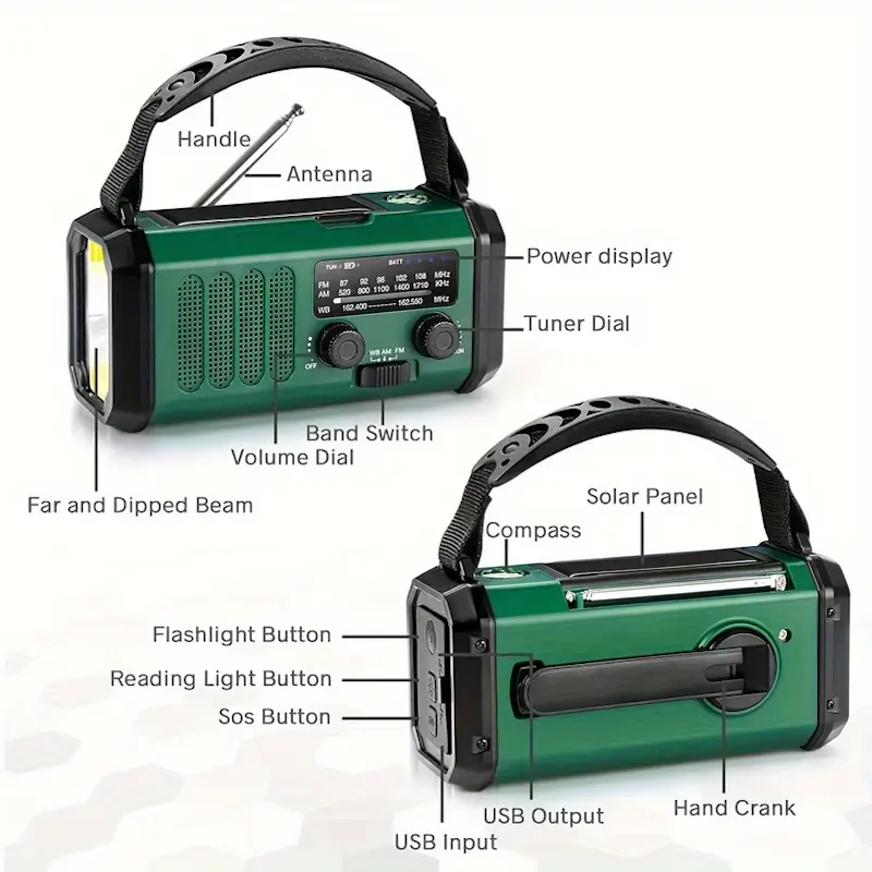 10000mAh Portable Solar Radio With LED Light 3