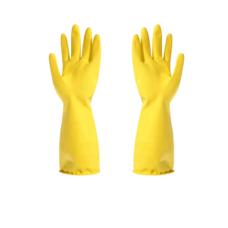 Yellow Rubber Latex Long Gloves 1