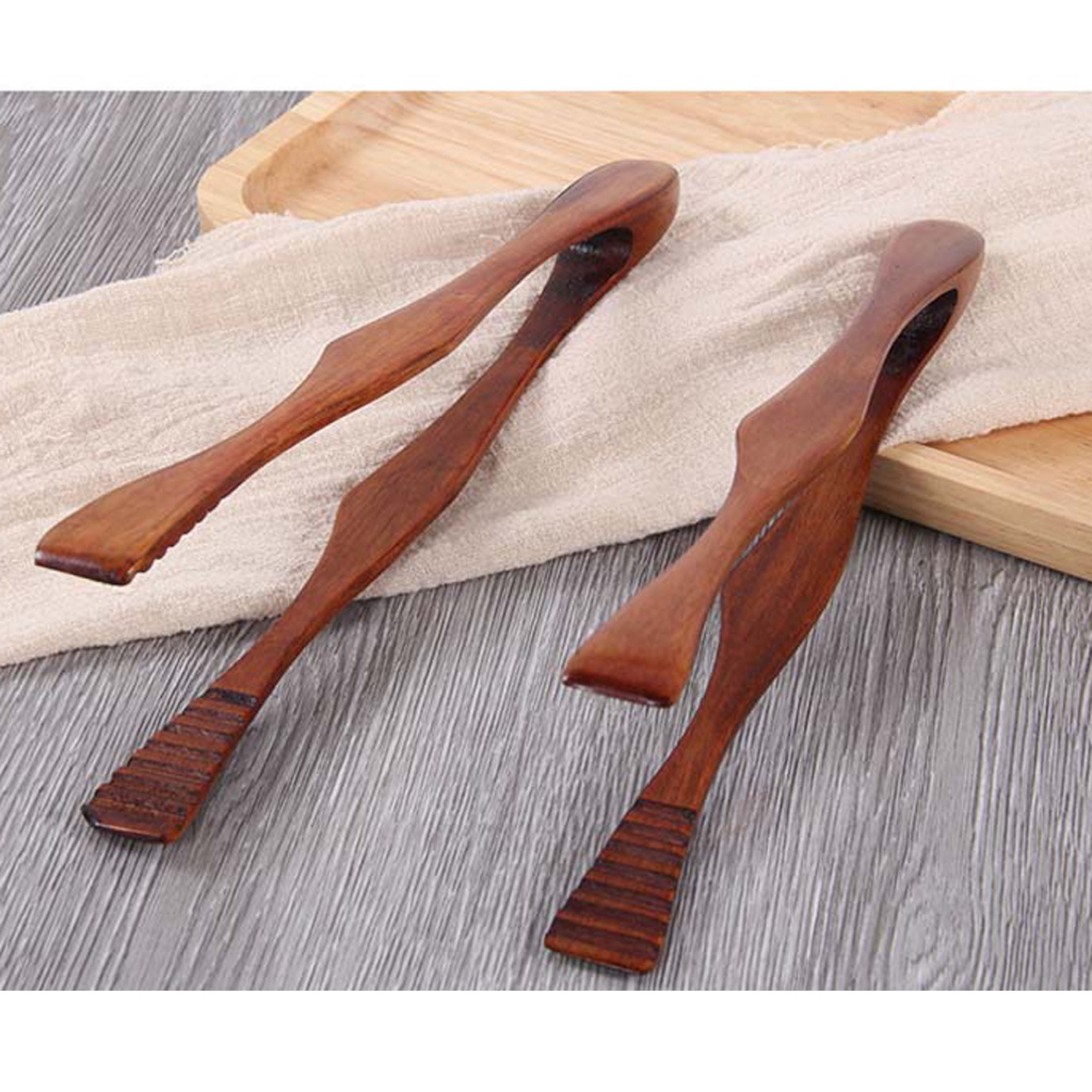Wooden Cooking Kitchen Tongs 2