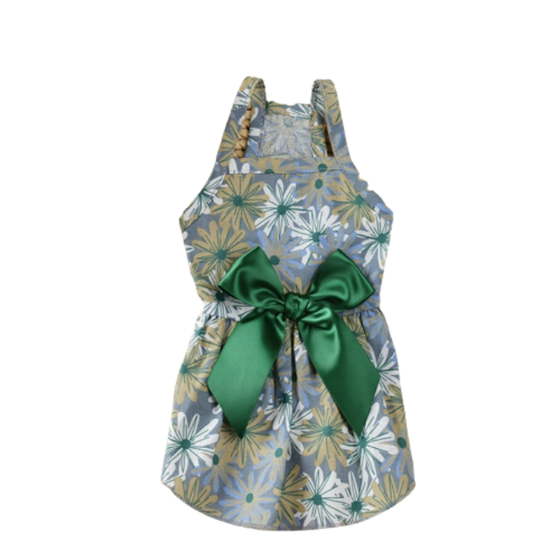 Dog Bowknot Floral Dress 2