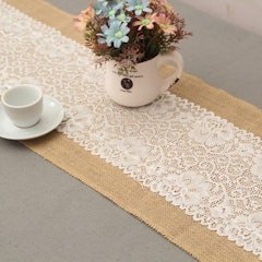 Burlap Lace Table Runner