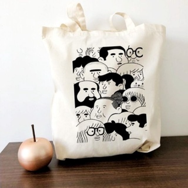Trendy Graphic Canvas Flat Tote Bag Minimalist Designs 3