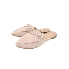 Flat Loafer Mules with Bow Pointed Half Loafers