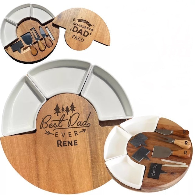Large Round Personalized Acacia Charcuterie Cheese Board 2