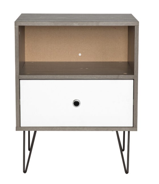 Furniture Side Table Gray Oak and White Finish 	 	  1