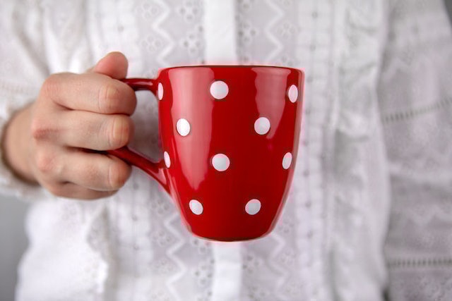 Red Polka Dots Ceramic Mug 2
