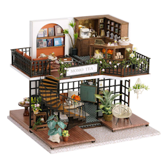 Miniature Dollhouse With Dust Cover (Forest Tea House)