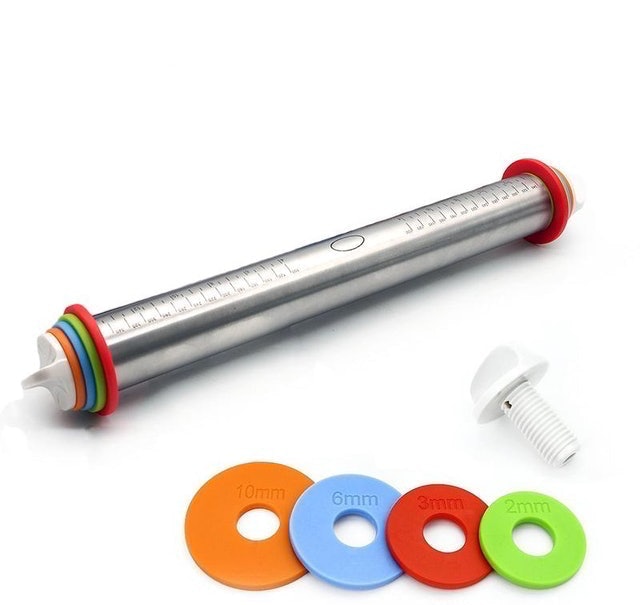 Adjustable Rolling Pin with Thickness Rings 1