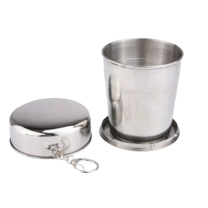Stainless Steel Folding Travel Cup With Keychain 1