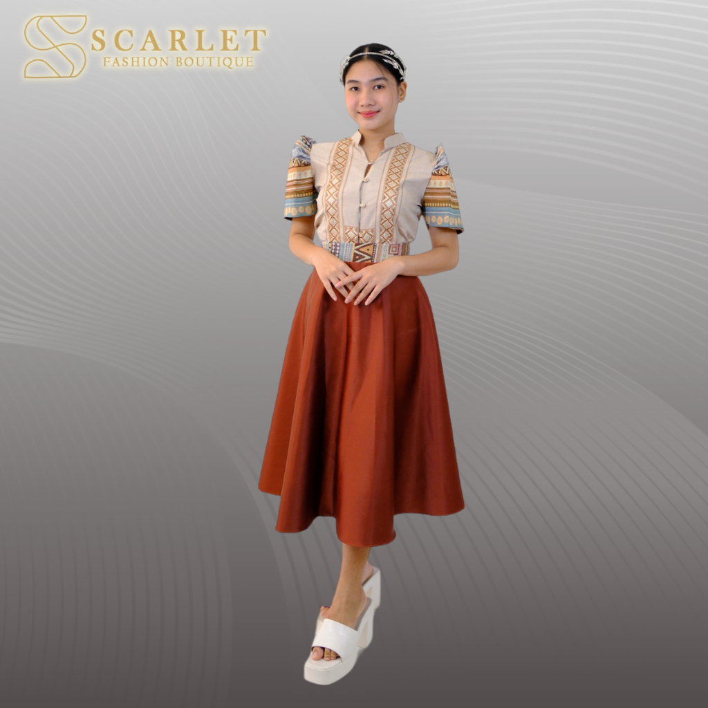 Modern Filipiniana Ethnic Blouse & Skirt  2