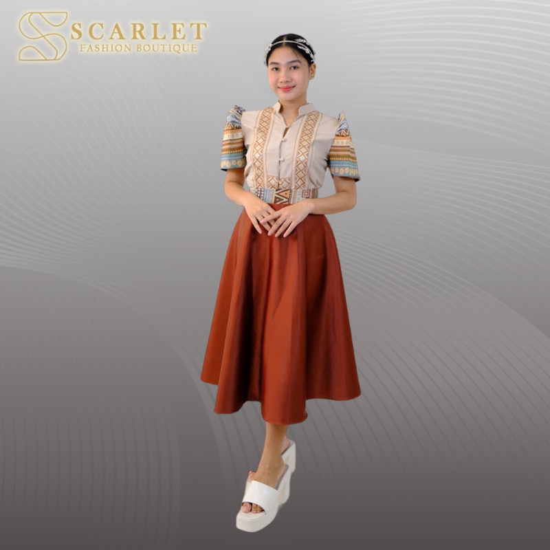 Modern Filipiniana Ethnic Blouse & Skirt 2