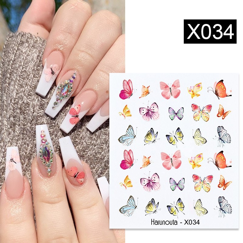 Flower and Leaves Nail Decals 4