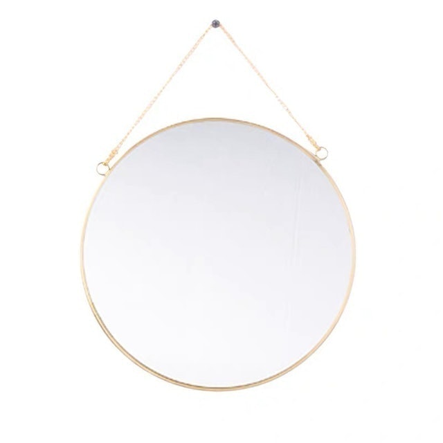 Gold Round Mirror with Hanging Chain 1
