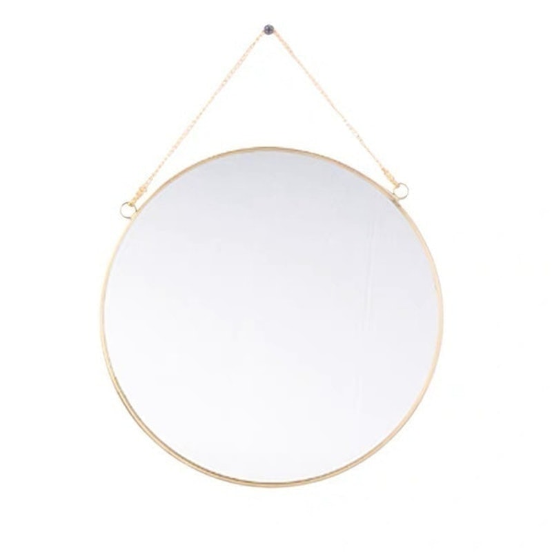 Gold Round Mirror with Hanging Chain 1