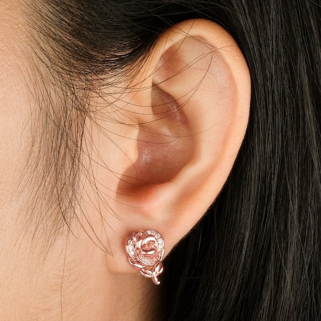 Beauty And The Beast Rosette 18k Rose Gold Plated Stud Earrings 2