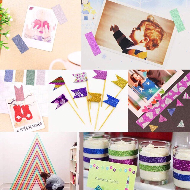 10 in 1 Glitter Tape/Plain Color Washi Tape 2