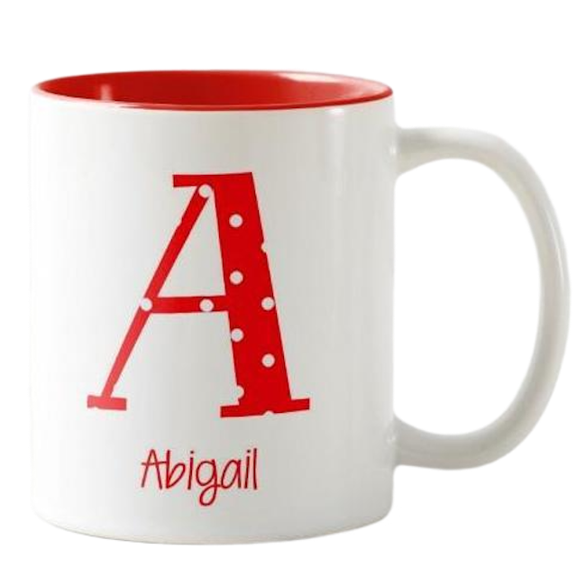 Alphabet Initial - Polka Dots Red Customized Name Mug 1