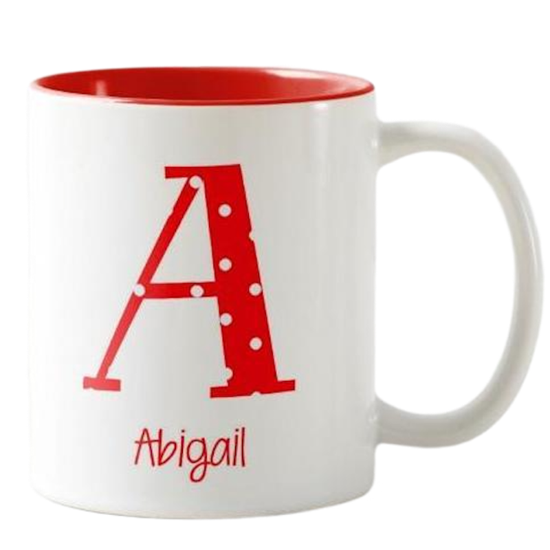 Alphabet Initial - Polka Dots Red Customized Name Mug 1