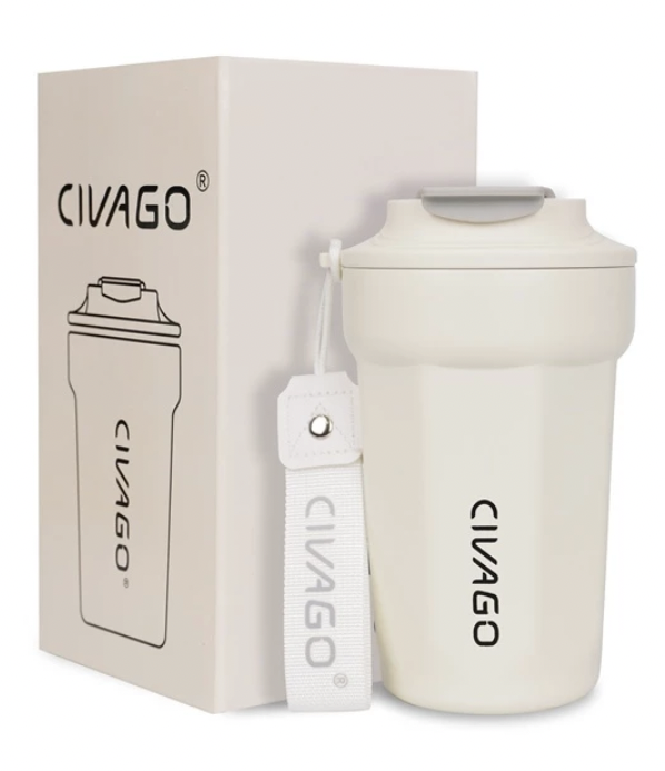 Ceramic Liner Stainless Steel Coffee Mug With Lid Vacuum 1