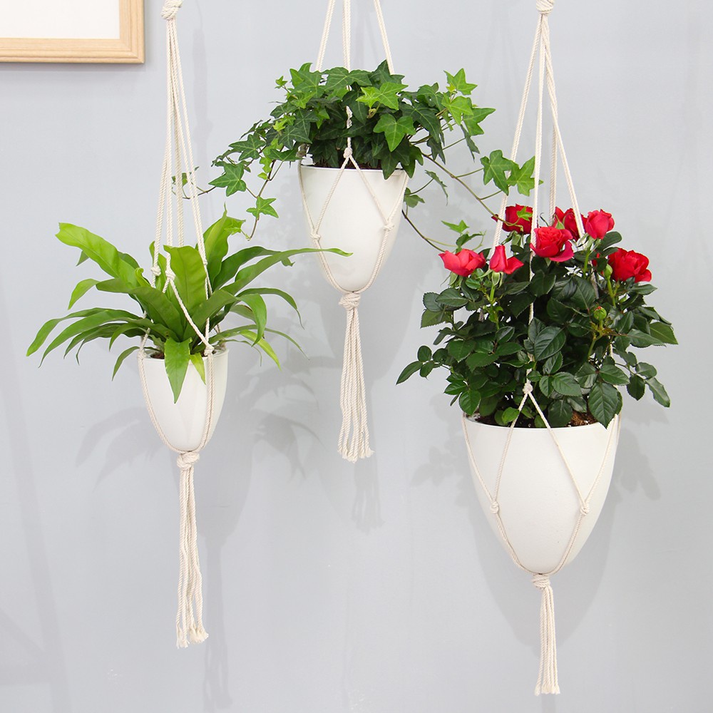 White Self Watering Hanging Planter 2
