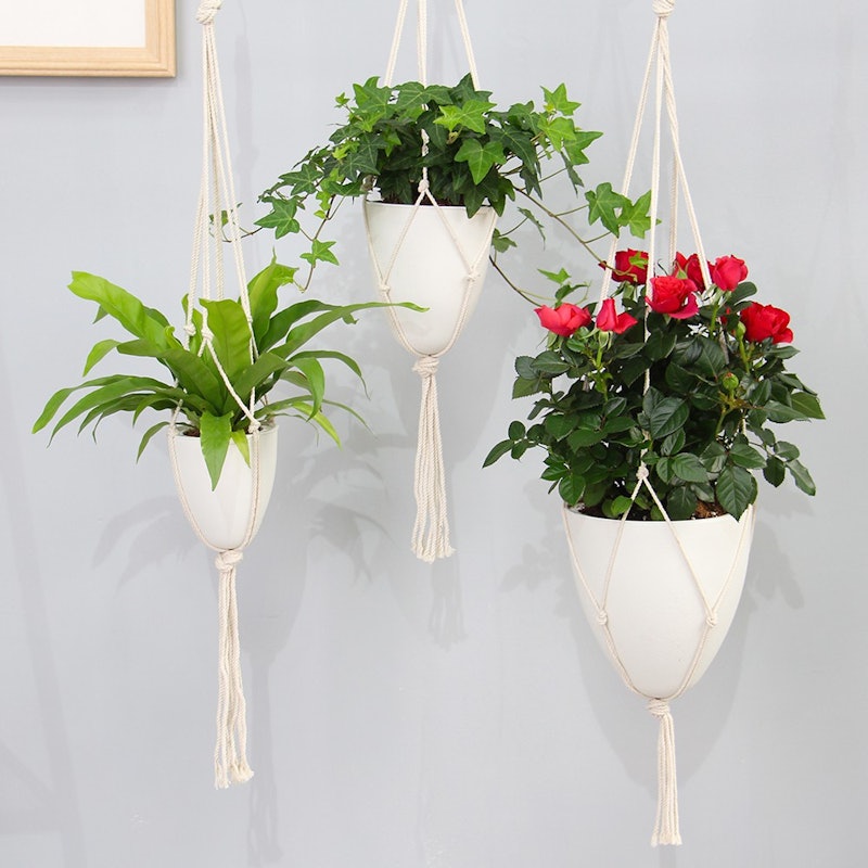 White Self Watering Hanging Planter 2