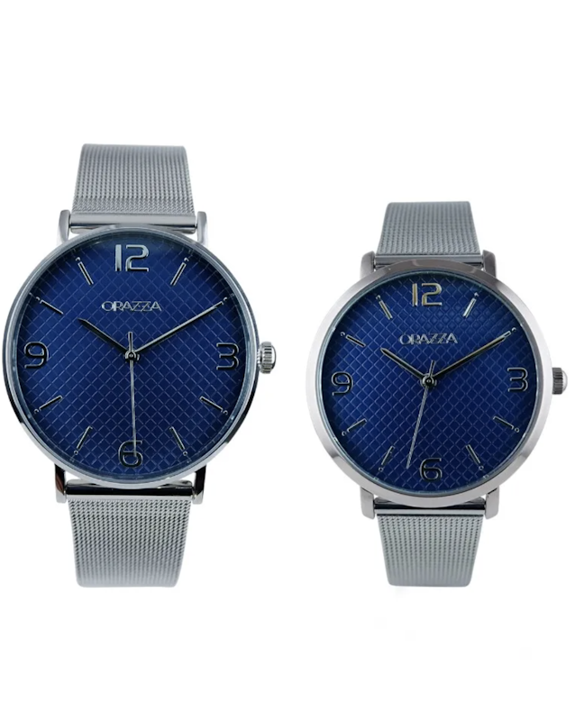 Slim Steel Azul Silver Couple Watch Bundle 1