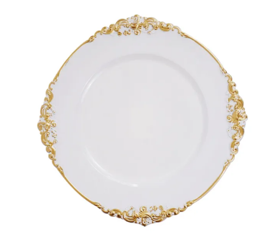 Charger Plate Round White wih Gold Trim 1