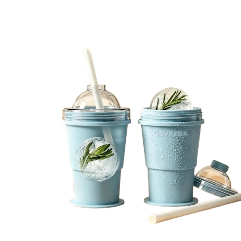 Foldable Silicone Ice Hockey Cup With Straw 1